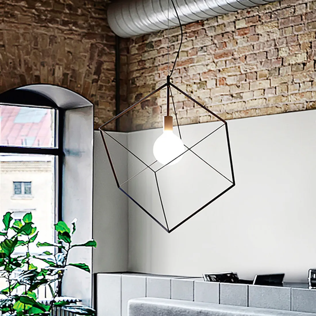 Lampadario moderno Perenz CUBE 6693 E27 LED 35x35 sospensione lampada soffitto cubo metallo calata gabbia