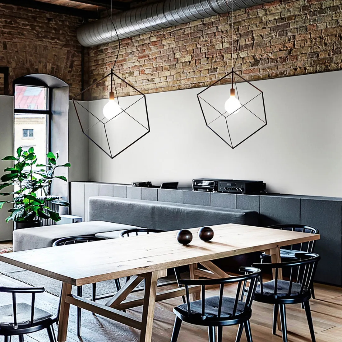 Lampadario moderno Perenz CUBE 6693 E27 LED 35x35 sospensione lampada soffitto cubo metallo calata gabbia