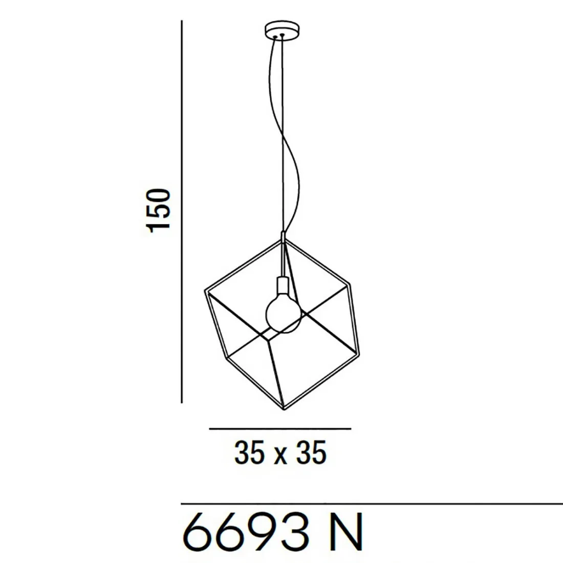 Lampadario moderno Perenz CUBE 6693 E27 LED 35x35 sospensione lampada soffitto cubo metallo calata gabbia