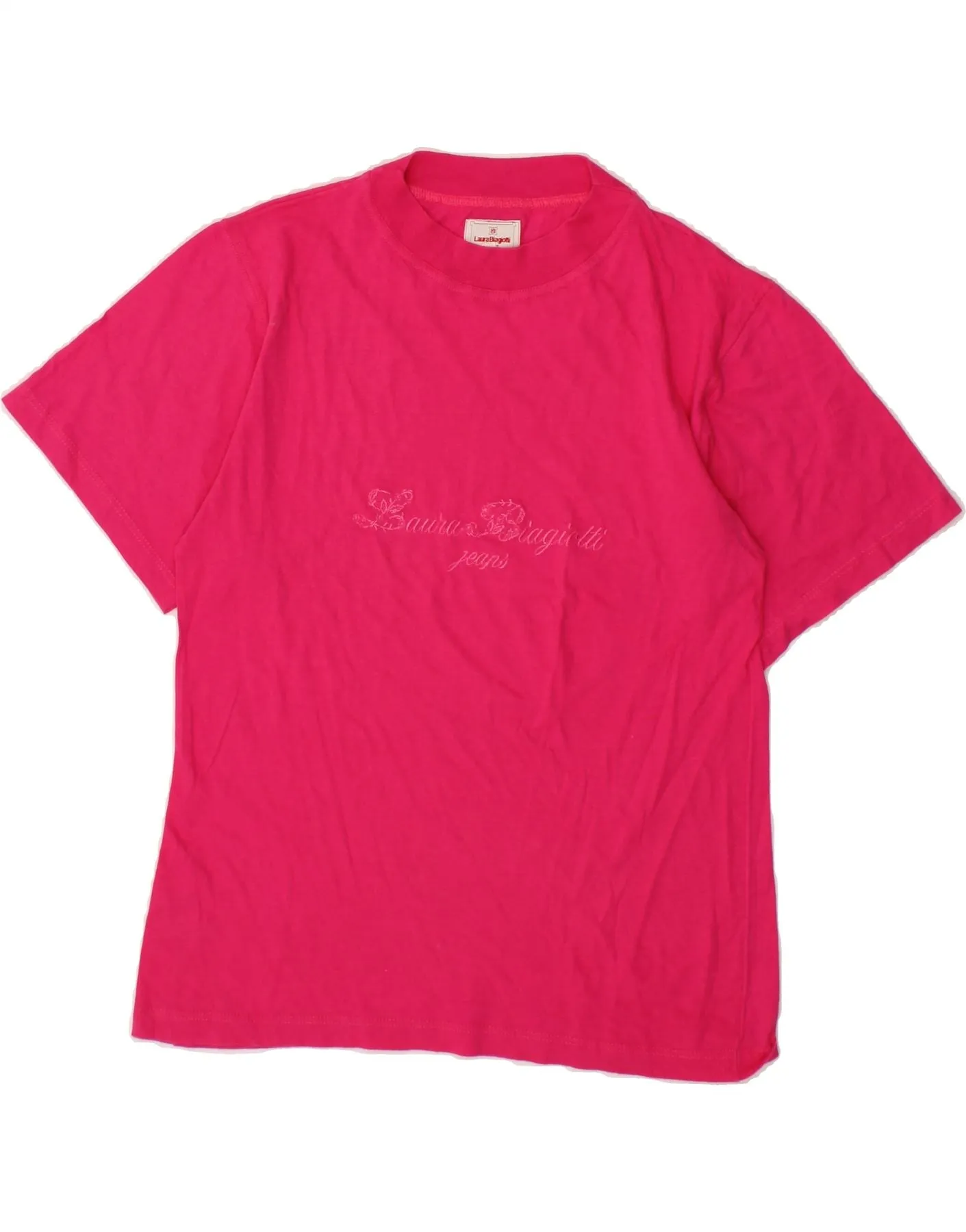 LAURA BIAGIOTTI Womens Graphic T-Shirt Top UK 12 Medium Pink Cotton