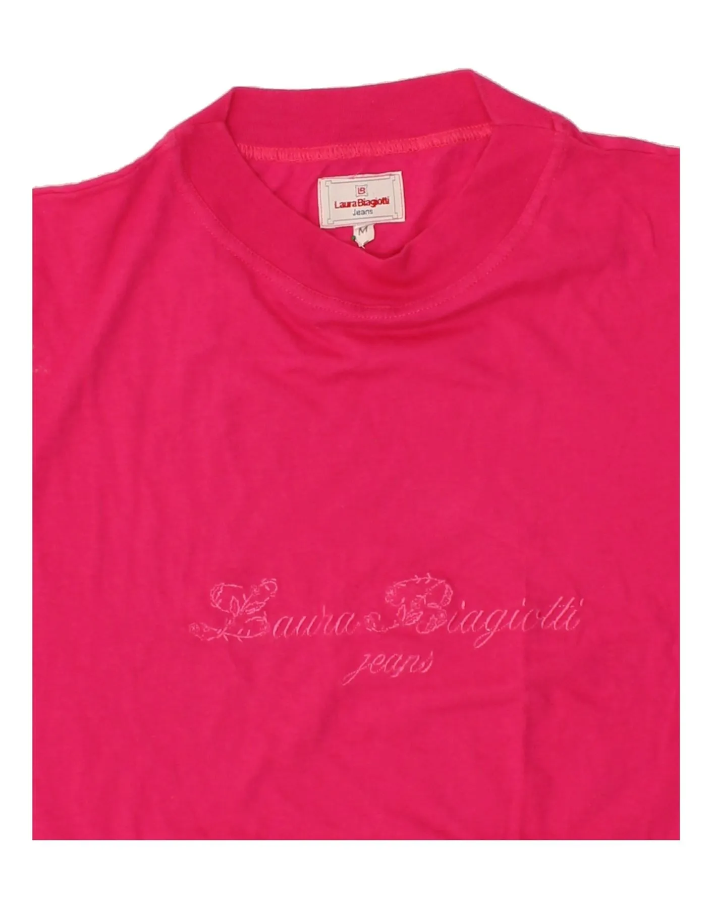 LAURA BIAGIOTTI Womens Graphic T-Shirt Top UK 12 Medium Pink Cotton