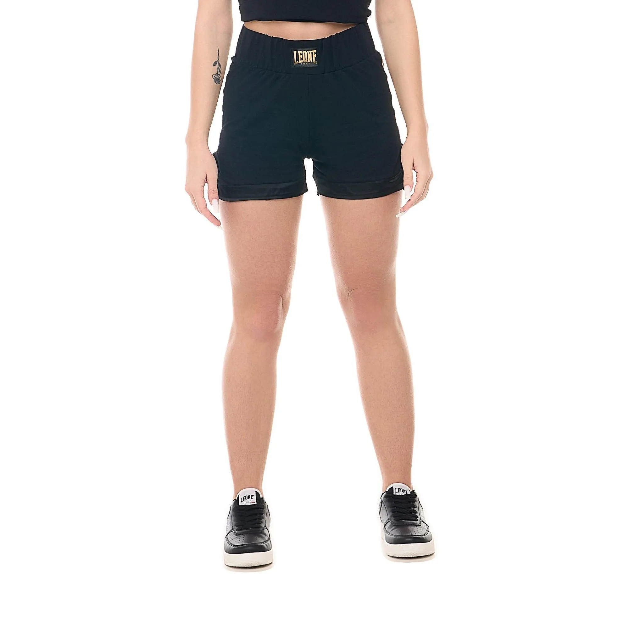 Leone Gold women's boxing style shorts with gold logo