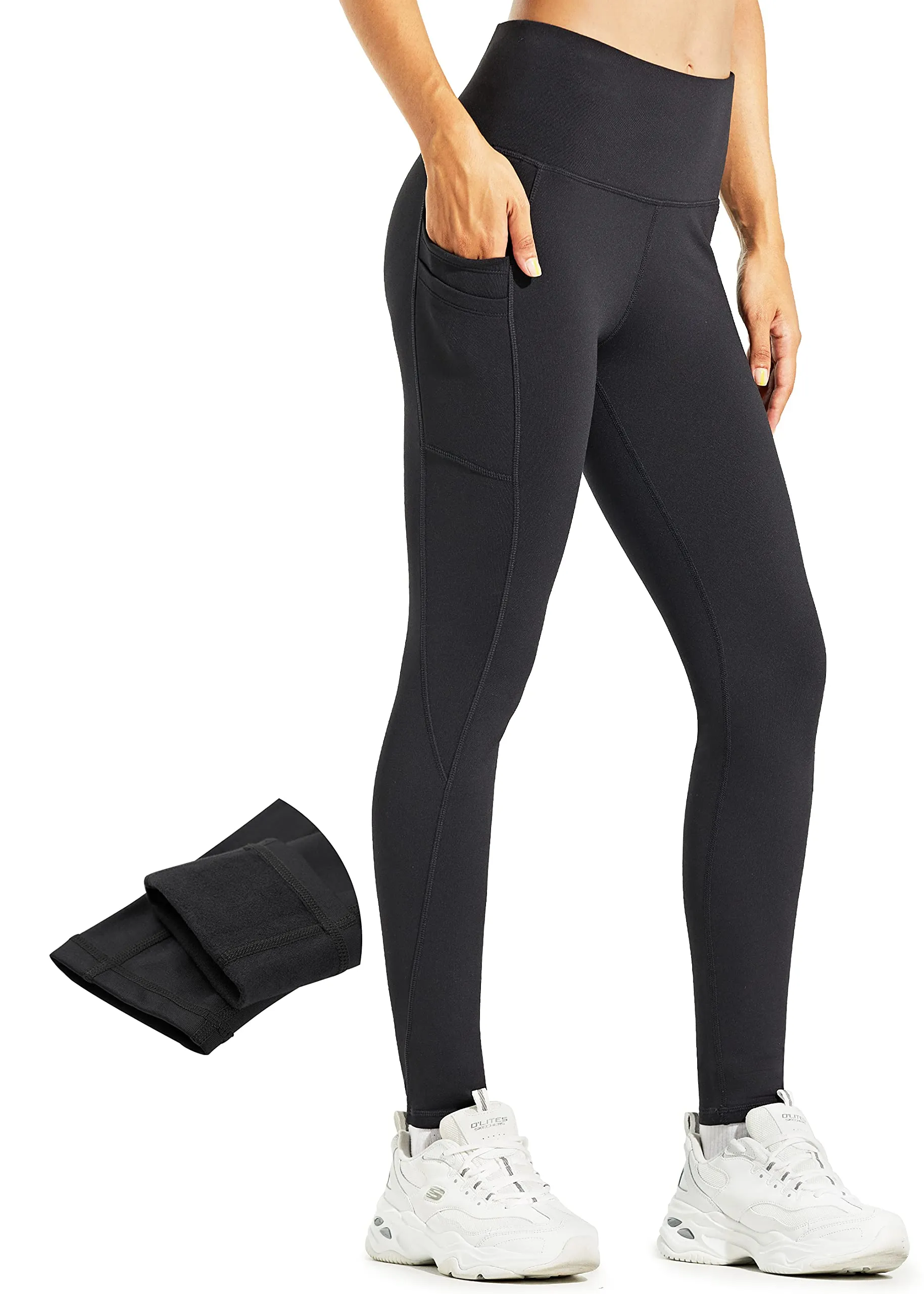 Libin women's thermal leggings, winter fleece-lined leggings, water-resistant high-waisted warm pants - T leggings