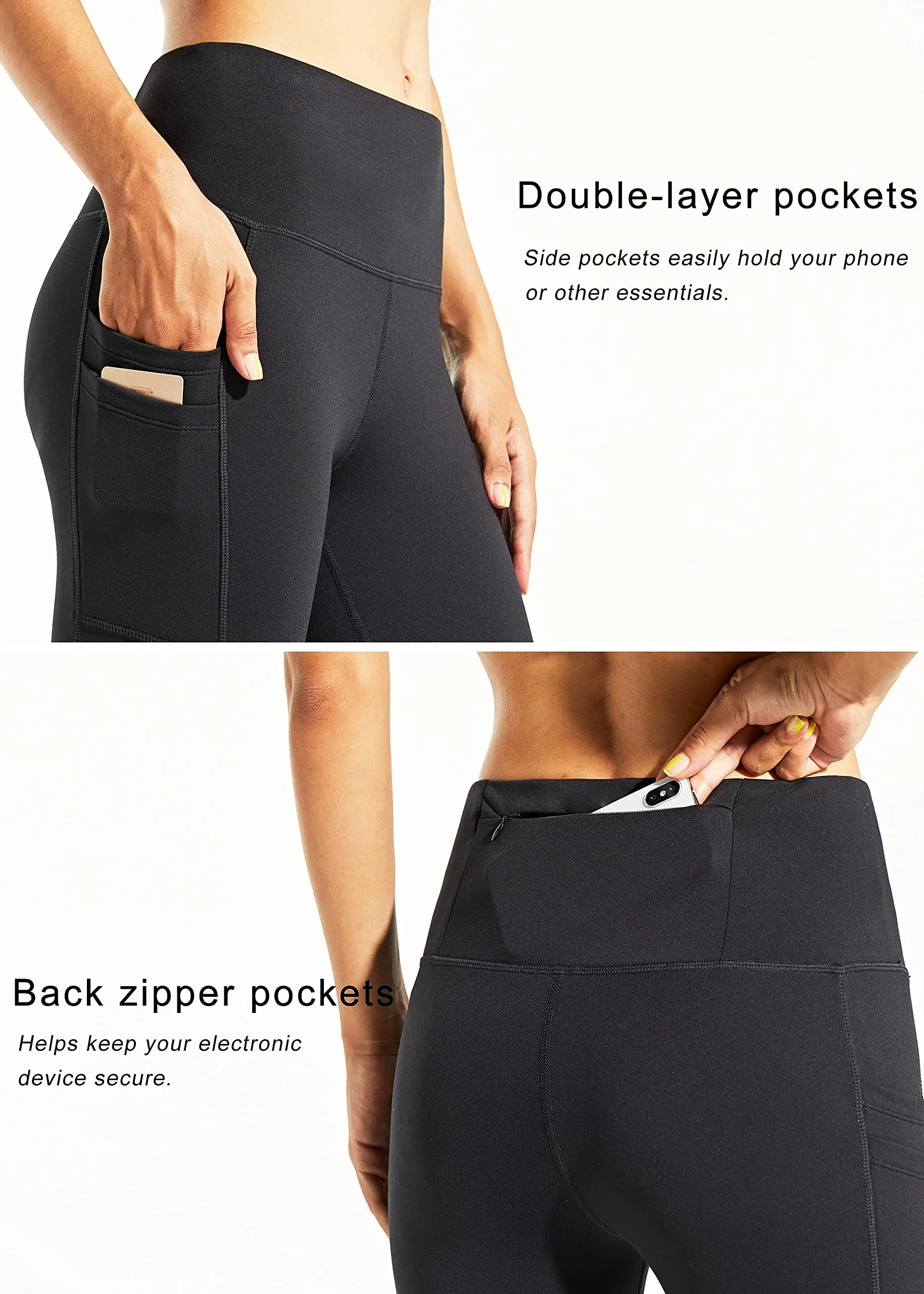 Libin women's thermal leggings, winter fleece-lined leggings, water-resistant high-waisted warm pants - T leggings