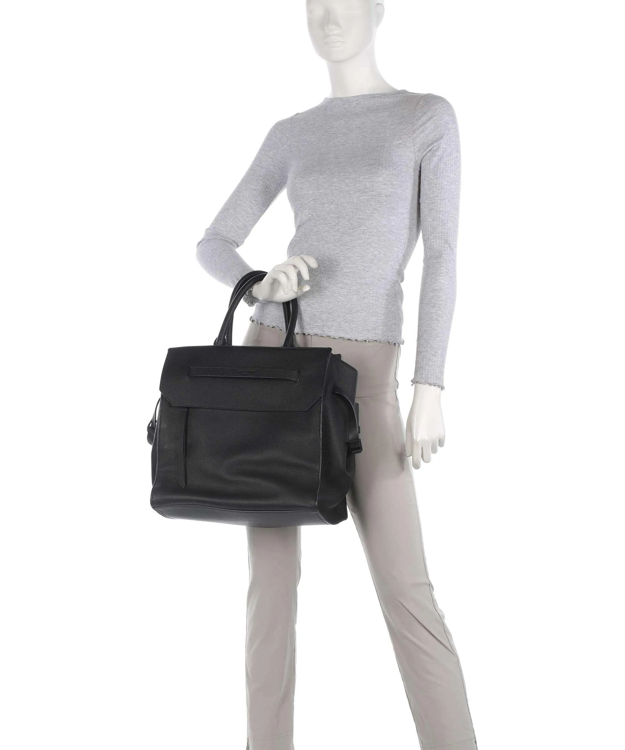  Liebeskind Lora Small Pebble L Borsa a mano pelle di vacchetta grana nero  