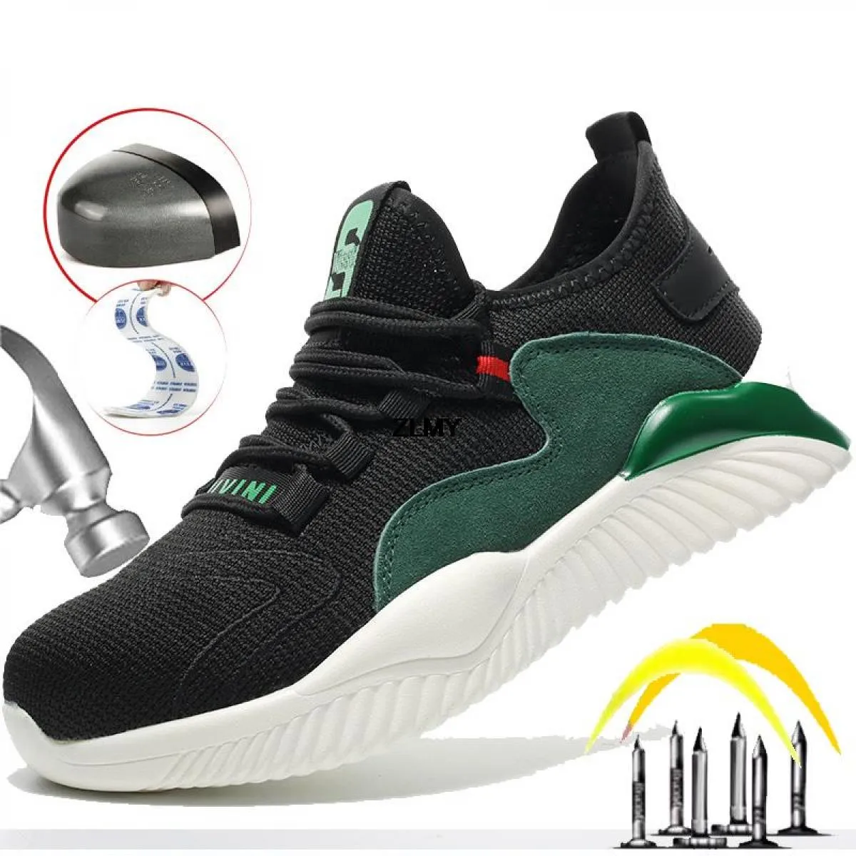 Lightweight men's safety shoes steel toe sneakers industrial work shoes anti-smash anti