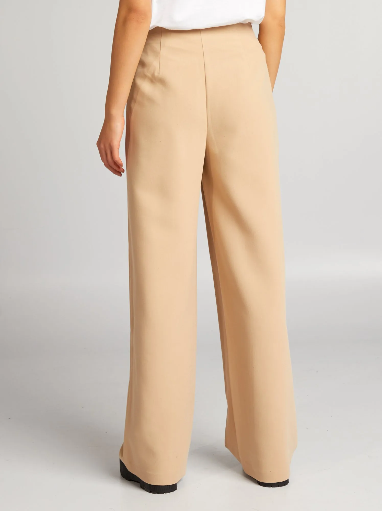 Loose high-waisted pants - BEIGE.