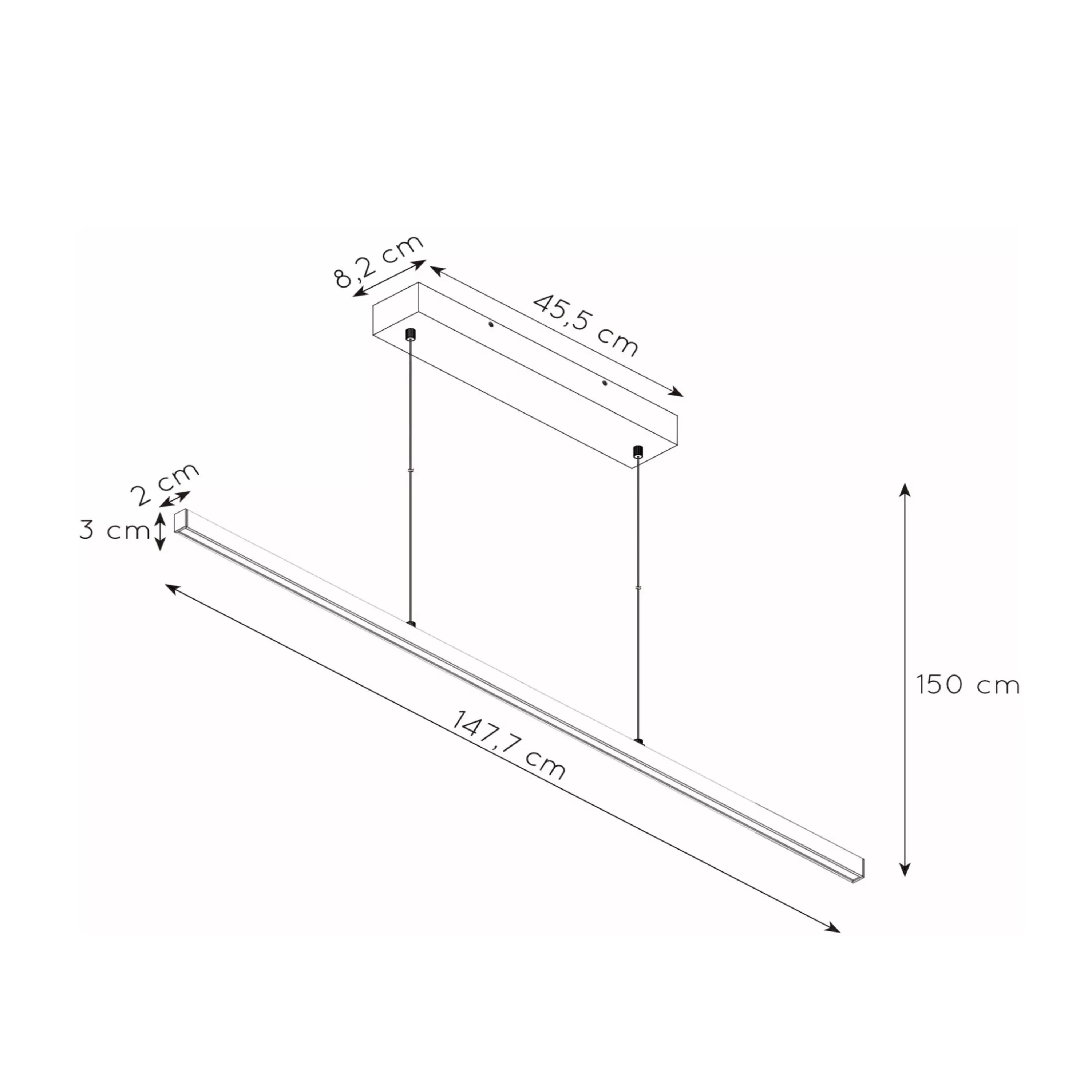 Lucide  Lampada a sospensione moderna grande in alluminio a LED lineare dimmerabile Sigma - 36W - 2700k Luce Calda