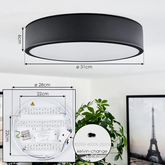 Maho Plafoniera LED Nero, 1-Luce