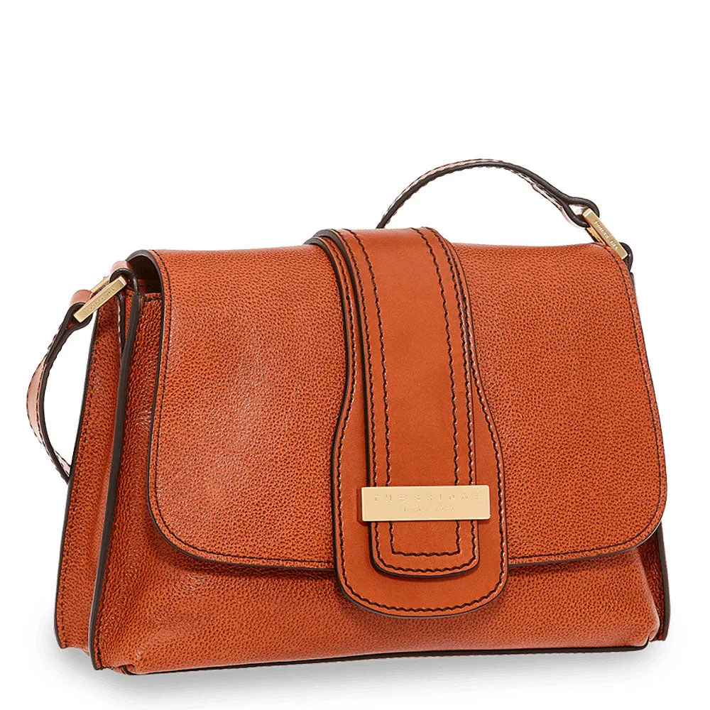 Medium-sized women's shoulder bag in rust orange leather - THE BRIDGE Bice Line.