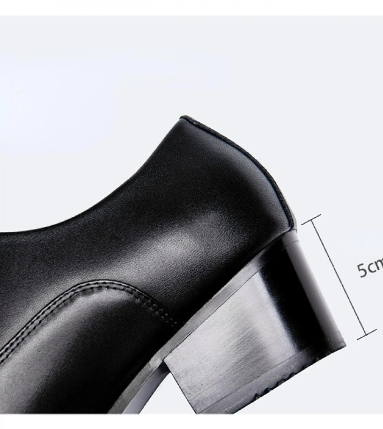 Men's leather shoes with 5 cm high heel. Handmade luxury black genuine leather men's shoes for parties and work.