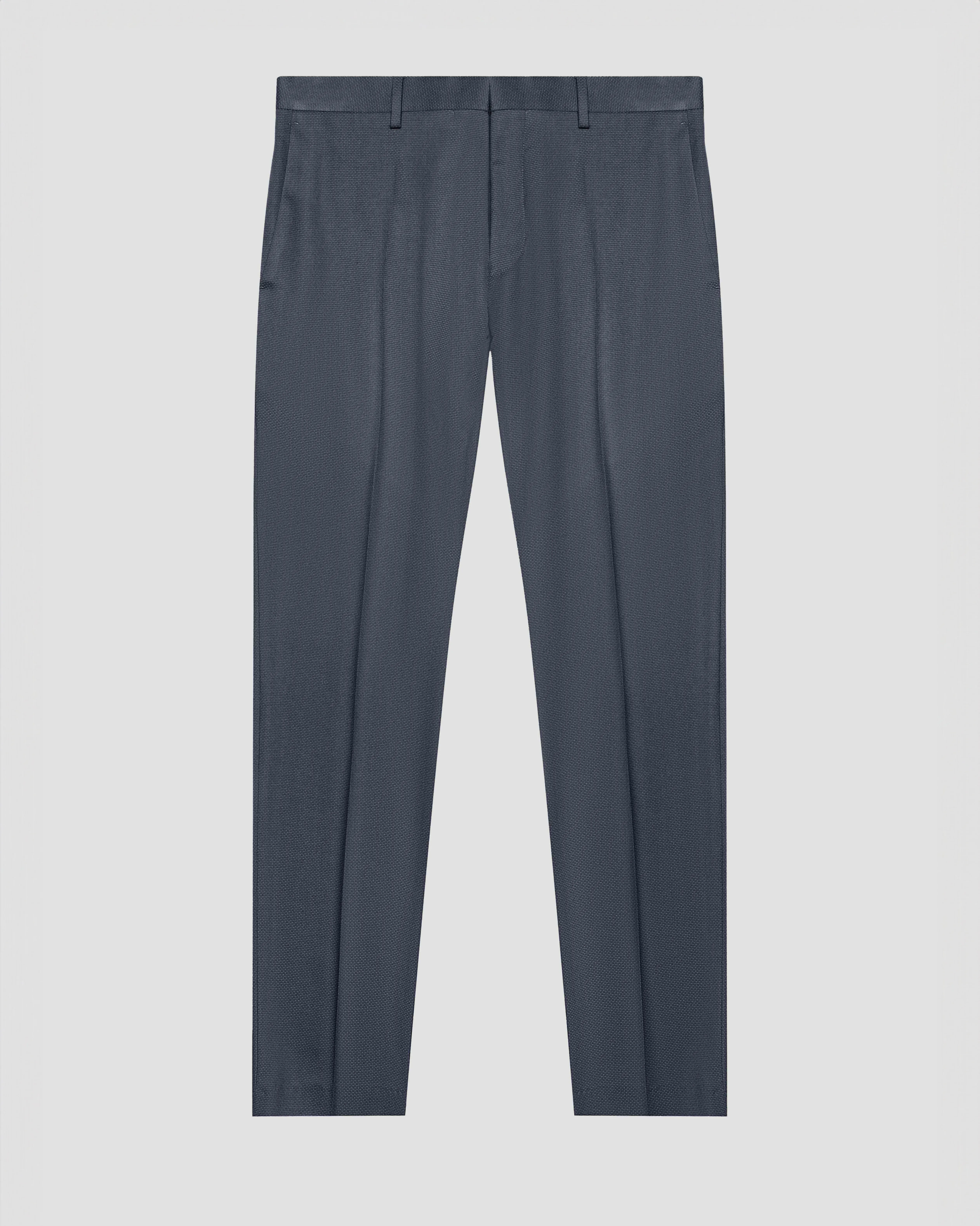 Pantalone blu in viscosa elasticizzata micro armatura slim-fit