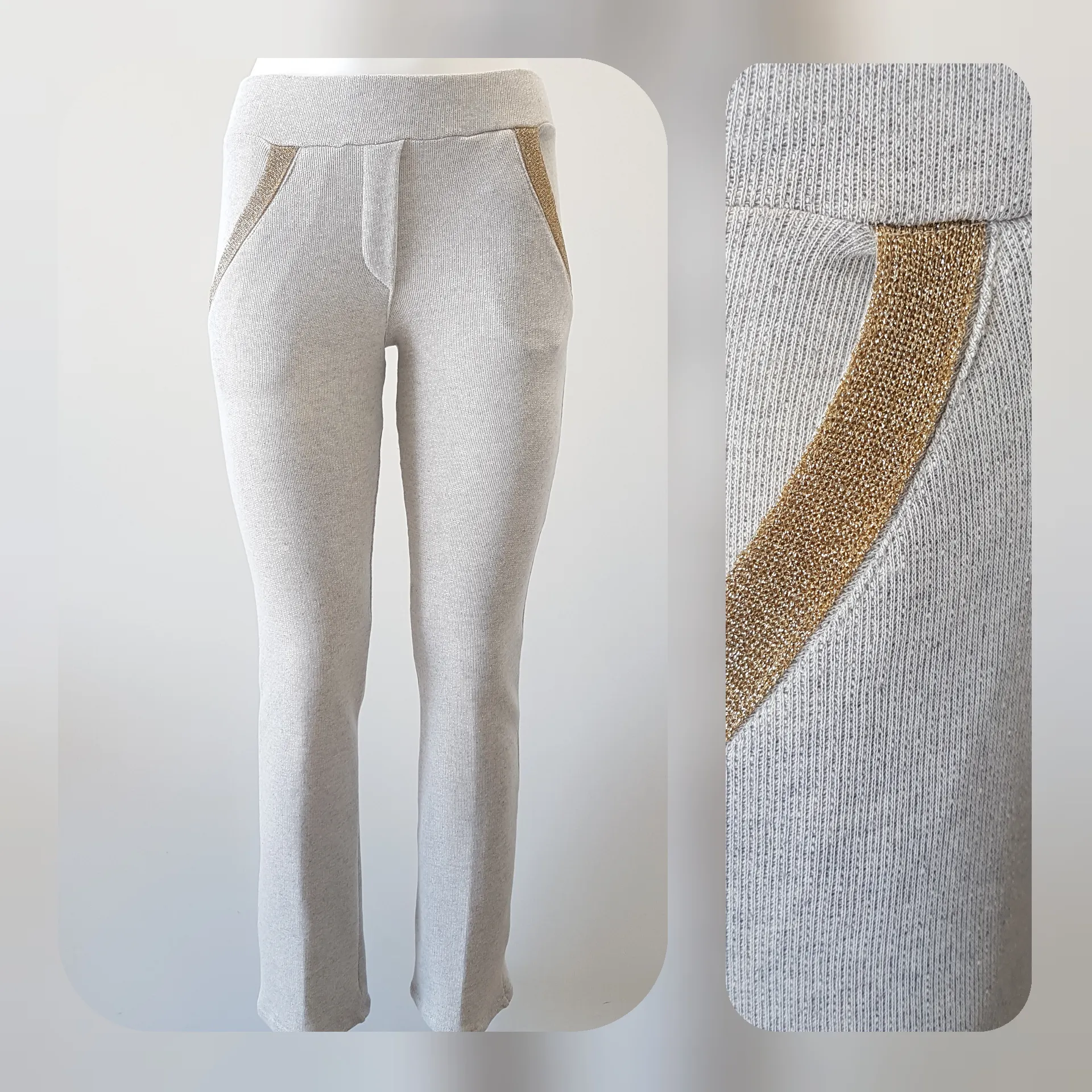PANTALONE IN FELPA CON BORDI TASCHE ORO