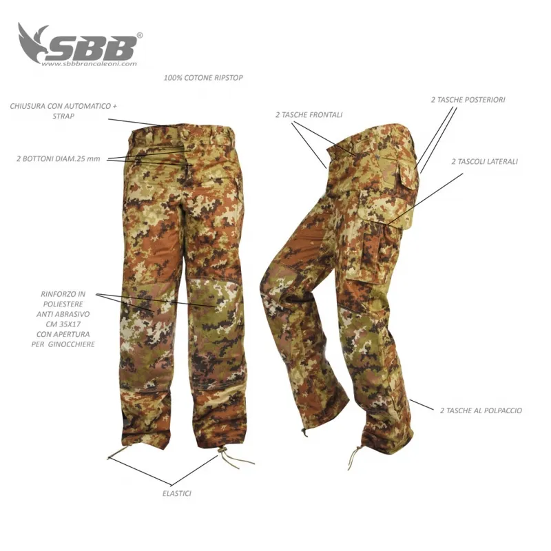 Pantalone replacement combat trousers, Italian vegetated camouflage, model 2013.