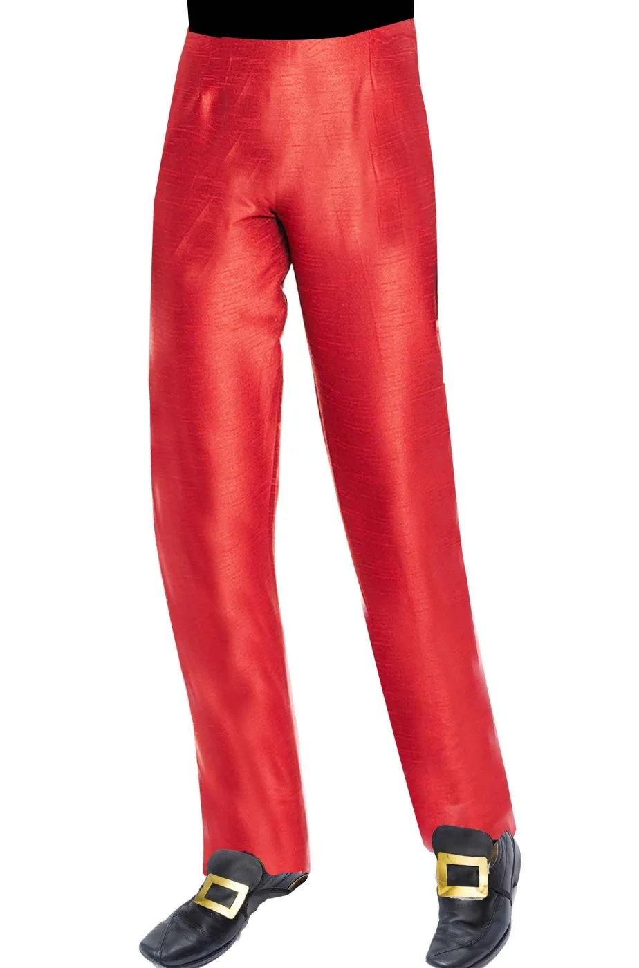 Pantaloni uomo rossi in raso lucido con elastico in vita rosso