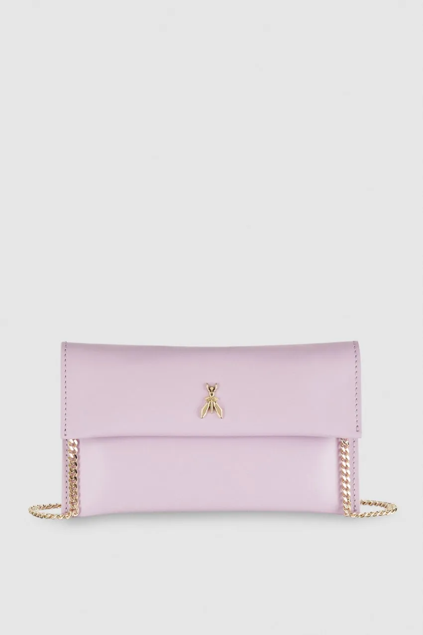 Pochette en cuir avec bandoulière en chaîne