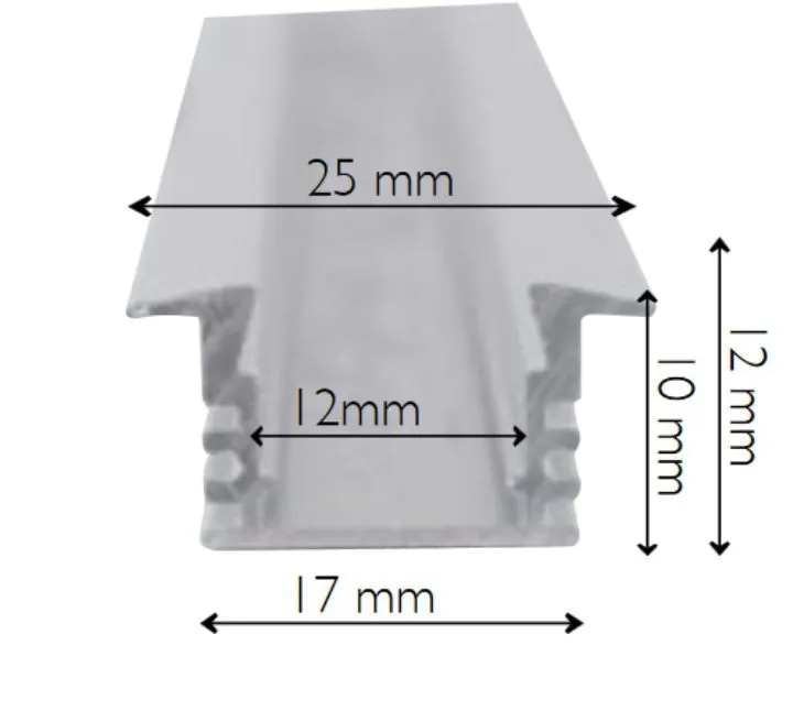 Profilo In Alluminio Per Strip Led 1 mt Incasso Per Cartongesso