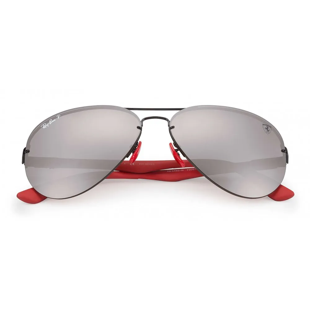 Ray-Ban - RB3460M F009H2 - Original Scuderia Ferrari Collection Aviator - Nero - Argento Mirror - Occhiali da Sole - Eyewear