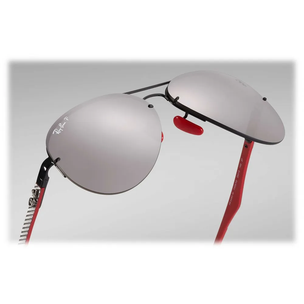 Ray-Ban - RB3460M F009H2 - Original Scuderia Ferrari Collection Aviator - Nero - Argento Mirror - Occhiali da Sole - Eyewear