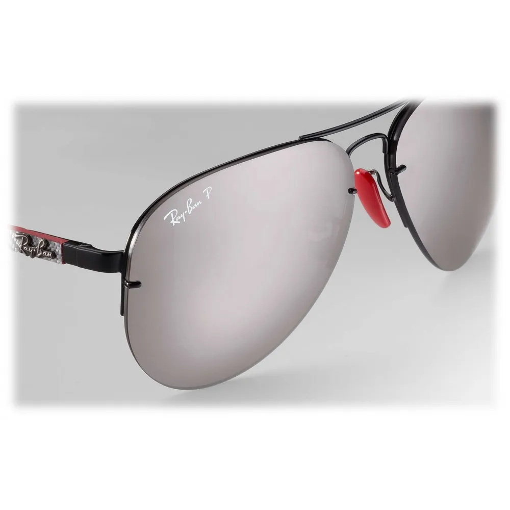 Ray-Ban - RB3460M F009H2 - Original Scuderia Ferrari Collection Aviator - Nero - Argento Mirror - Occhiali da Sole - Eyewear
