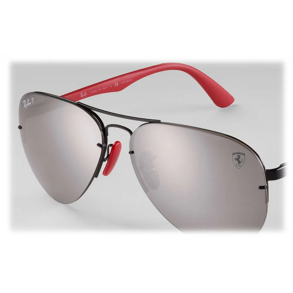 Ray-Ban - RB3460M F009H2 - Original Scuderia Ferrari Collection Aviator - Nero - Argento Mirror - Occhiali da Sole - Eyewear