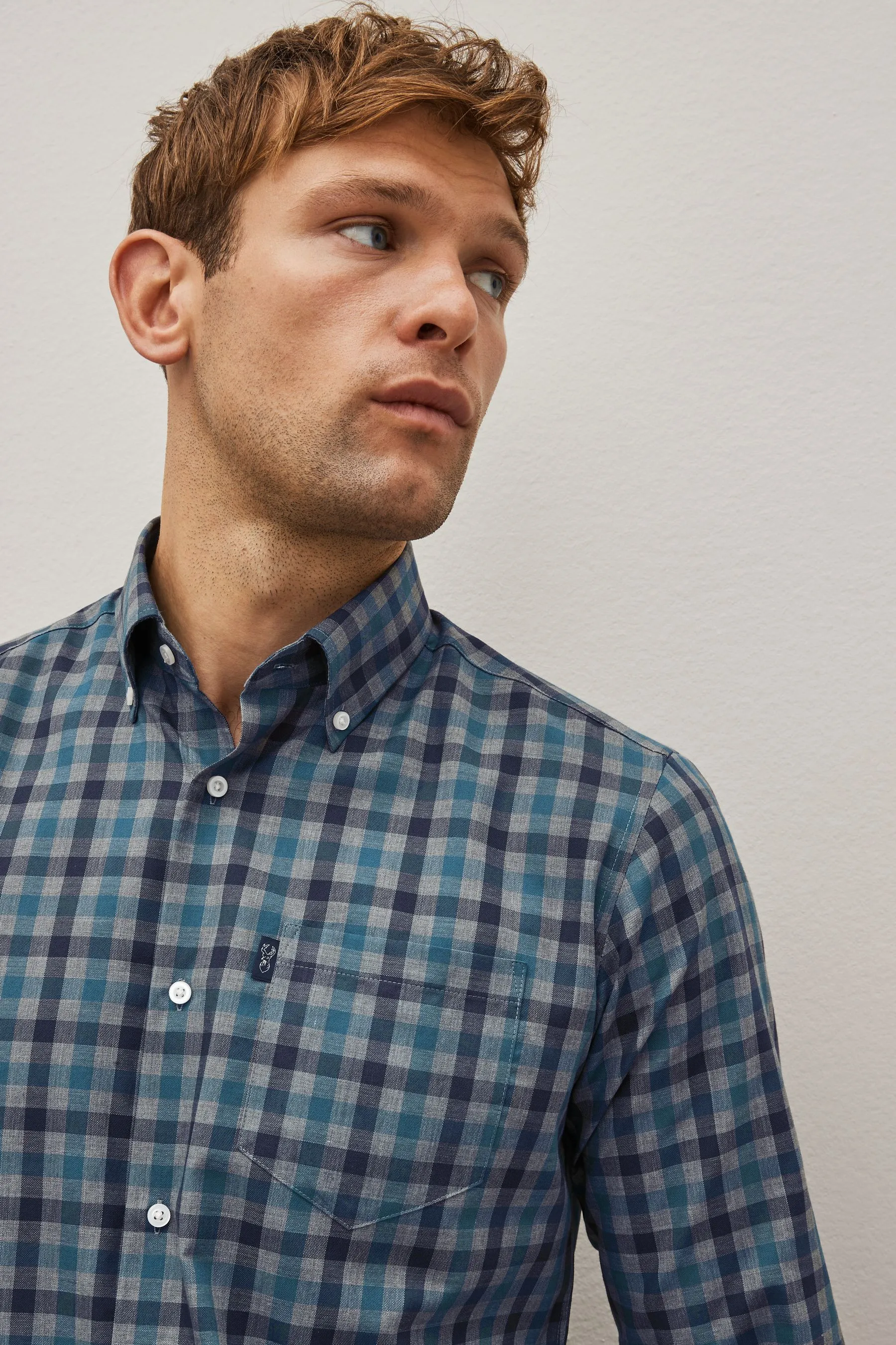 Regular - Fit Easy Iron Camicia Oxford a Maniche Lunghe con Polsino Singolo Con Colletto Button Down    