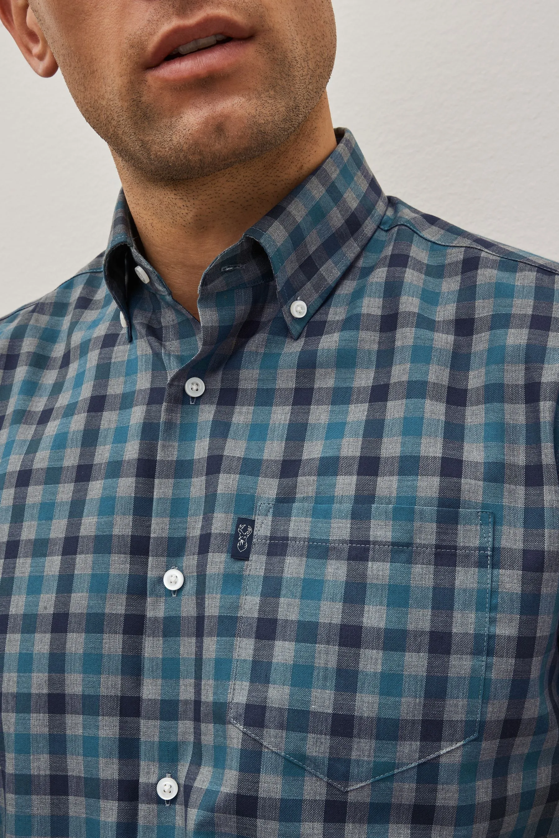 Regular - Fit Easy Iron Camicia Oxford a Maniche Lunghe con Polsino Singolo Con Colletto Button Down    