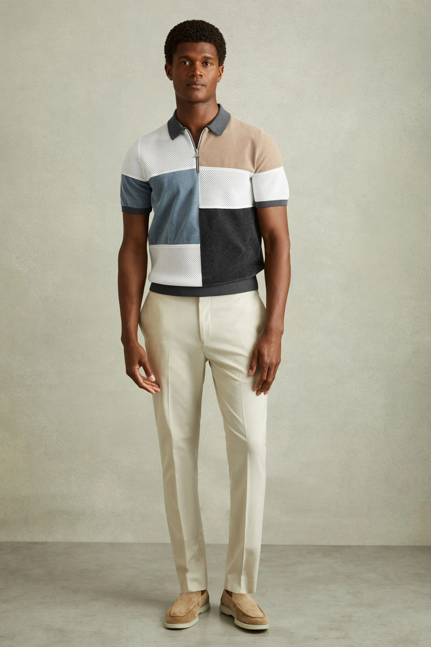 Reiss - Marty - Polo in velour con zip    