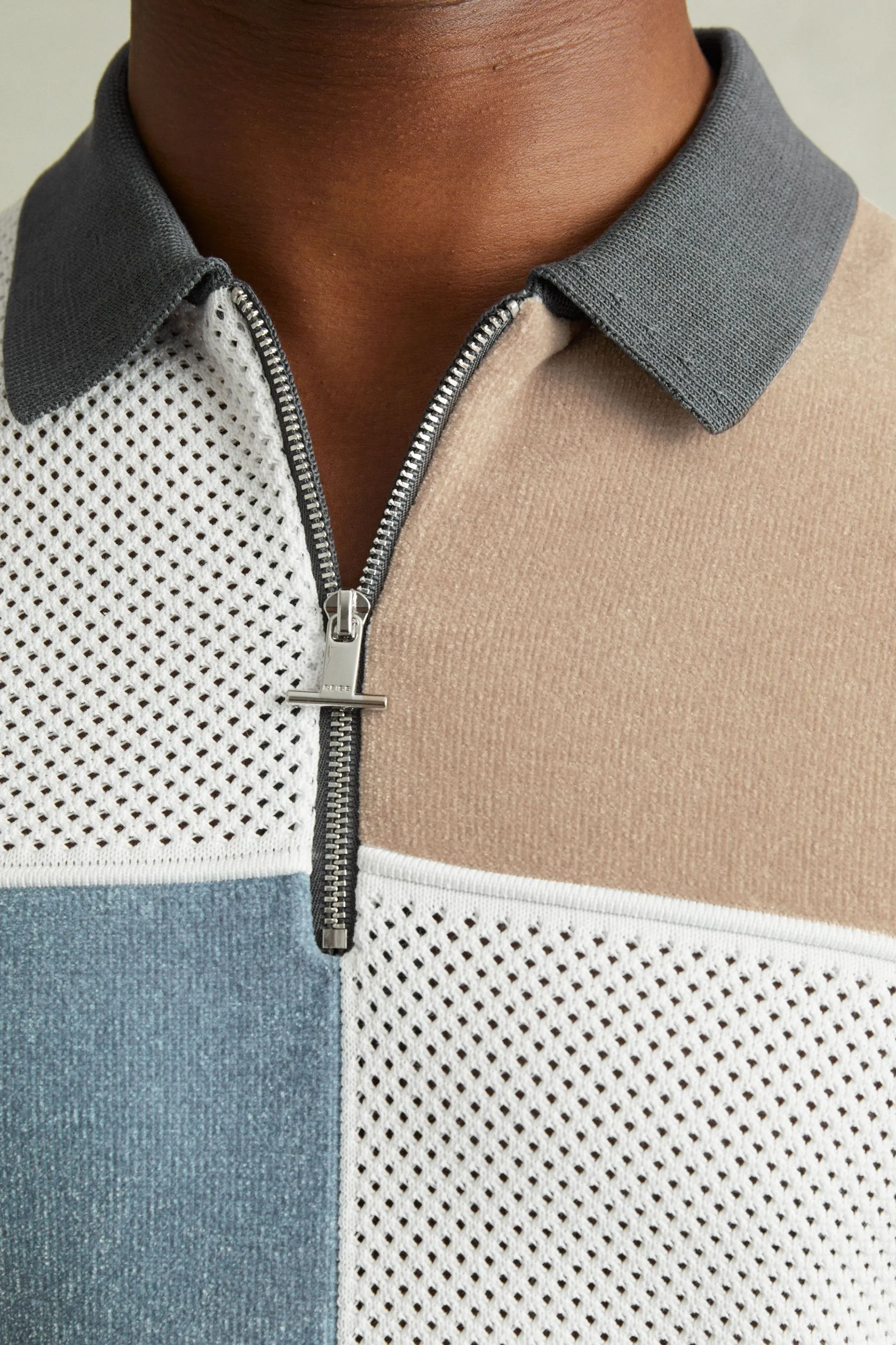 Reiss - Marty - Polo in velour con zip    