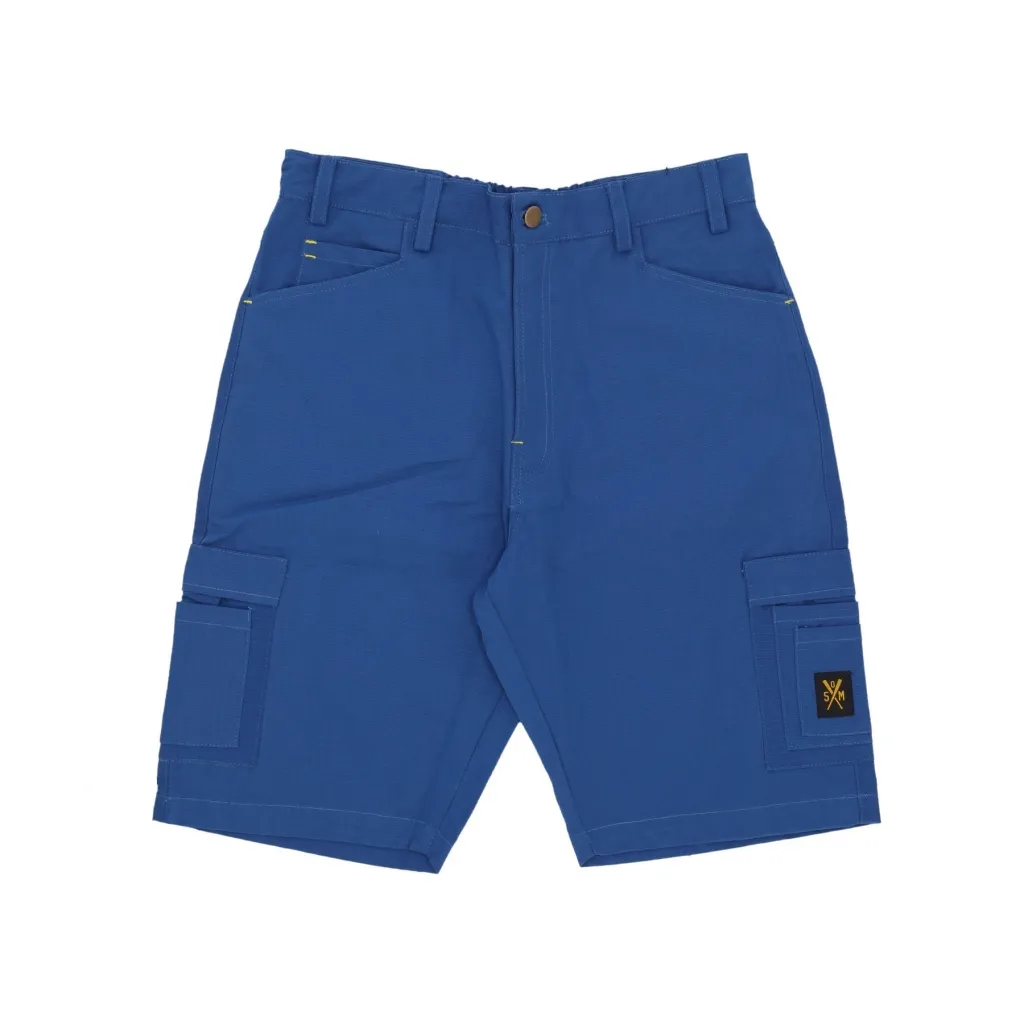 retro-futuristic combat shorts online in blue color