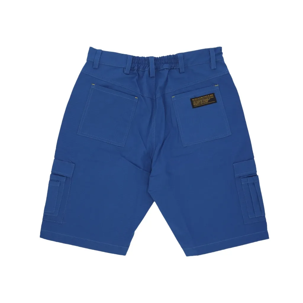 retro-futuristic combat shorts online in blue color