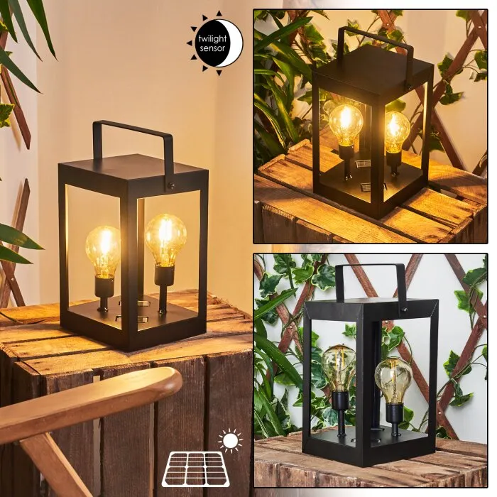 Sciolze Lampada solare Nero, Trasparente, chiaro, 2-Luci