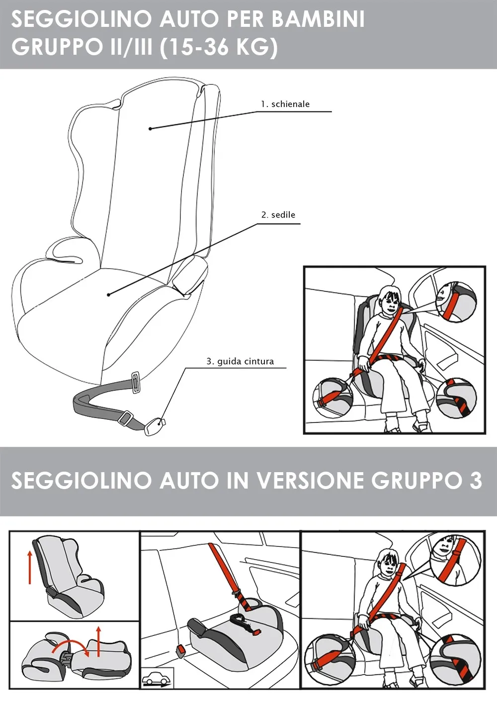 Seggiolino auto principesse gr.2/3 (15-36kg)