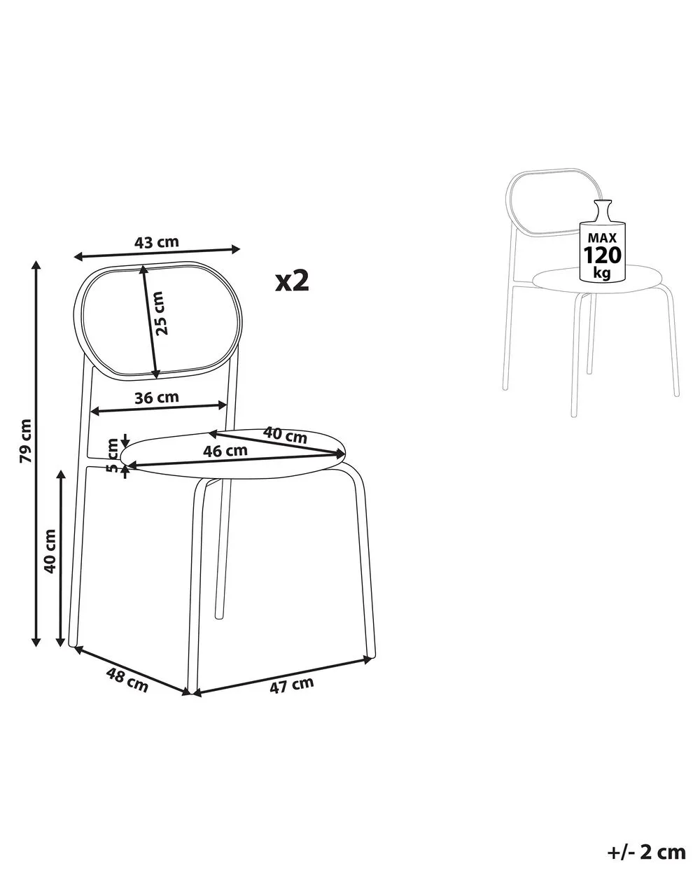 Set di 2 sedie da pranzo ADAVER Metallo Marrone chiaro