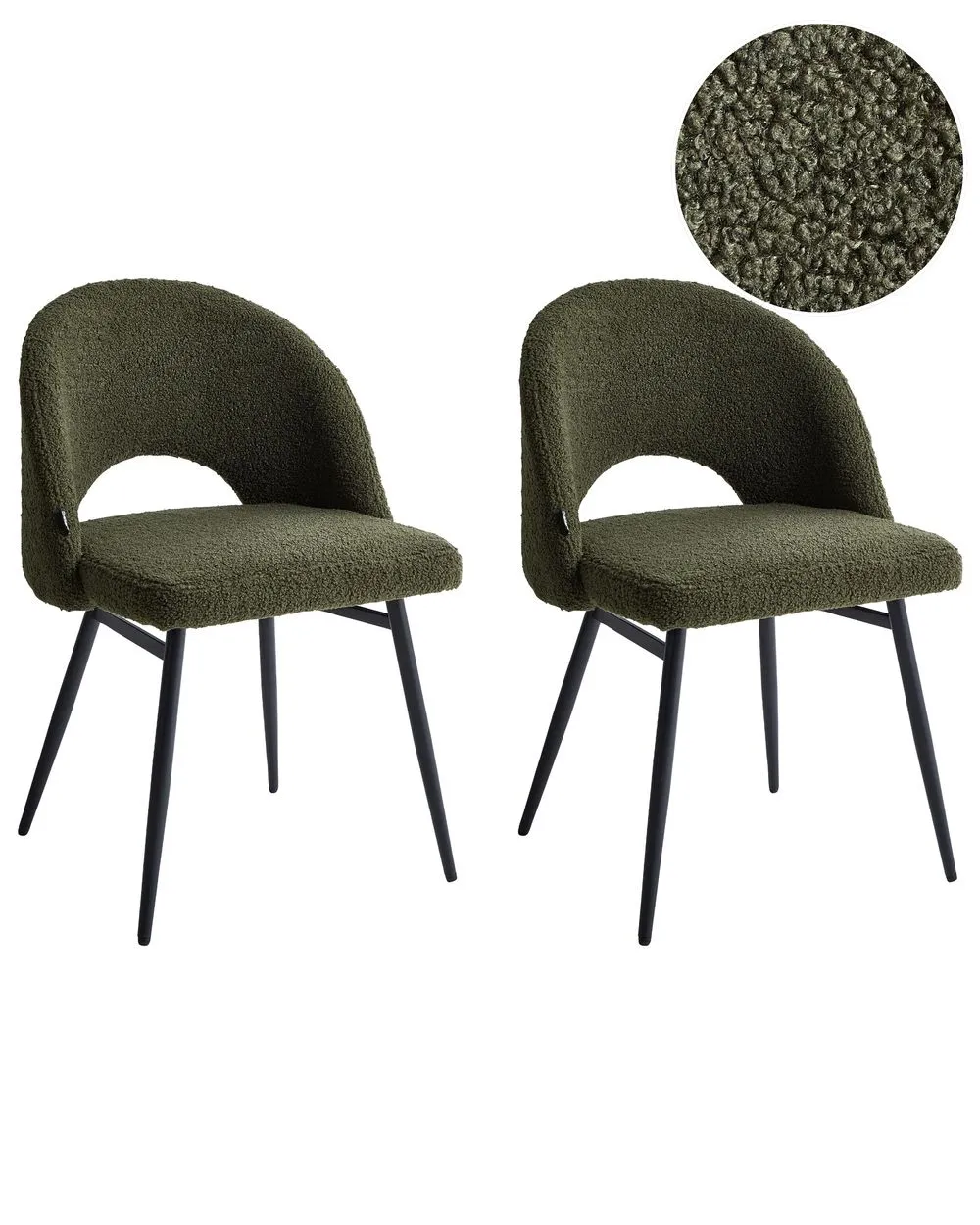 Set di 2 sedie da pranzo ONAGA Bouclé Verde scuro