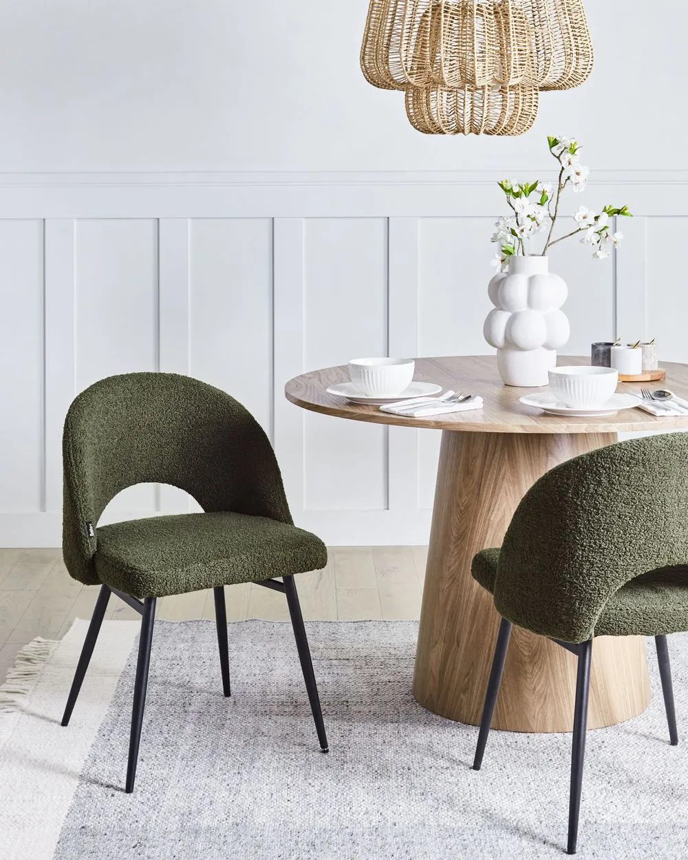 Set di 2 sedie da pranzo ONAGA Bouclé Verde scuro