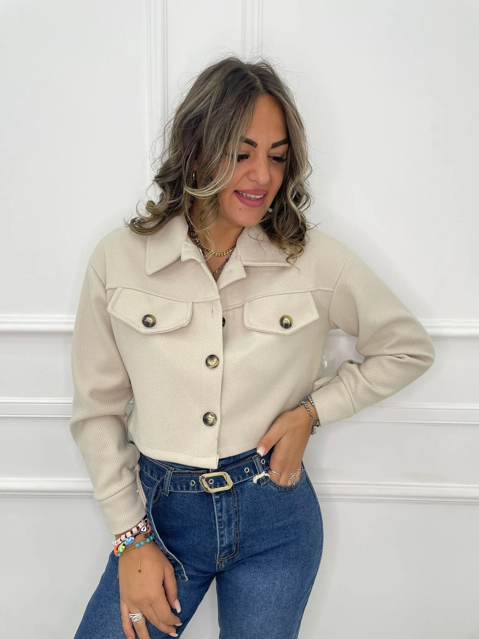 Short solid color coat.