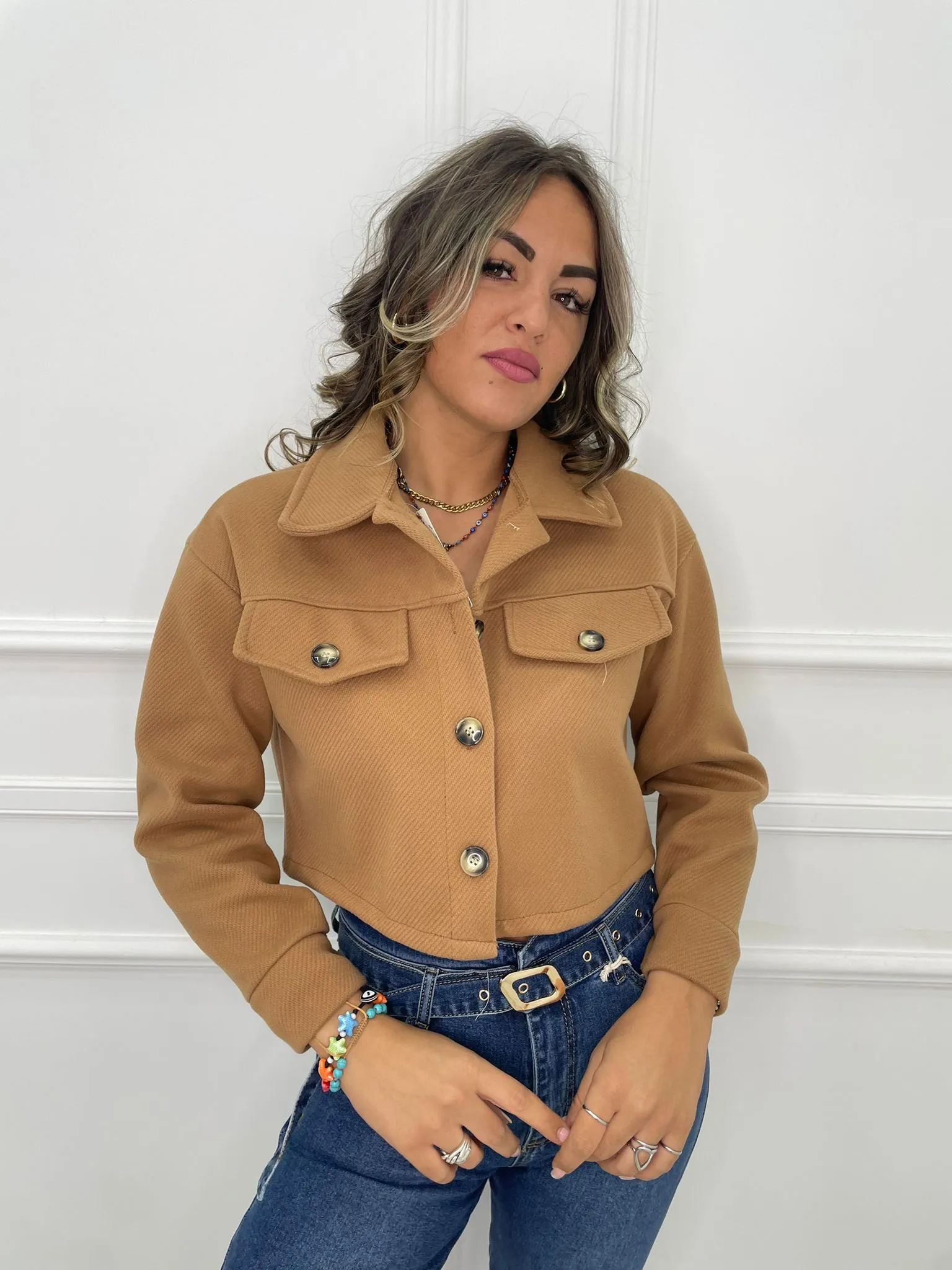 Short solid color coat.