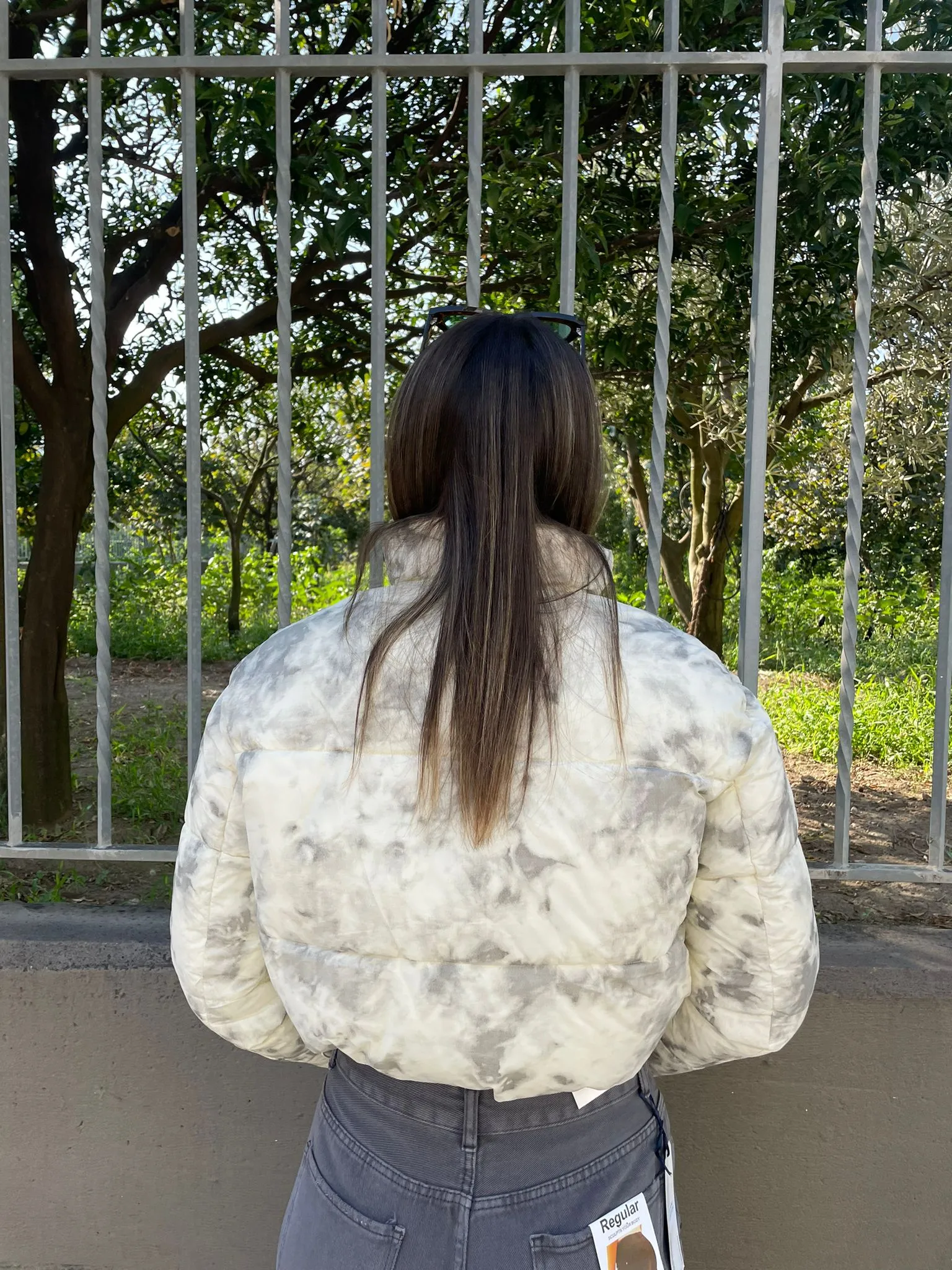 Short, Washed Faded Bomber with Pockets