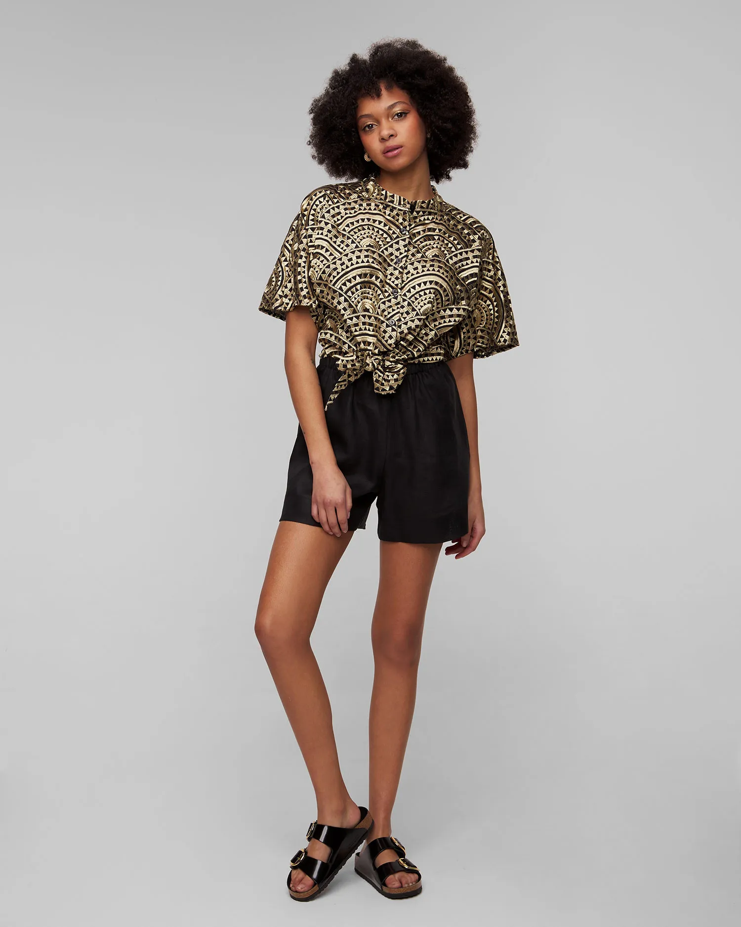 Shorts neri di lino da donna Kori s24k110021-51
