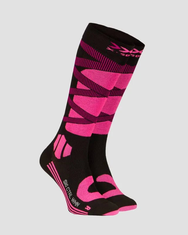 Skarpety narciarskie czarno-różowe damskie X-Socks Ski Control 4.0 xssskcw19w-b044