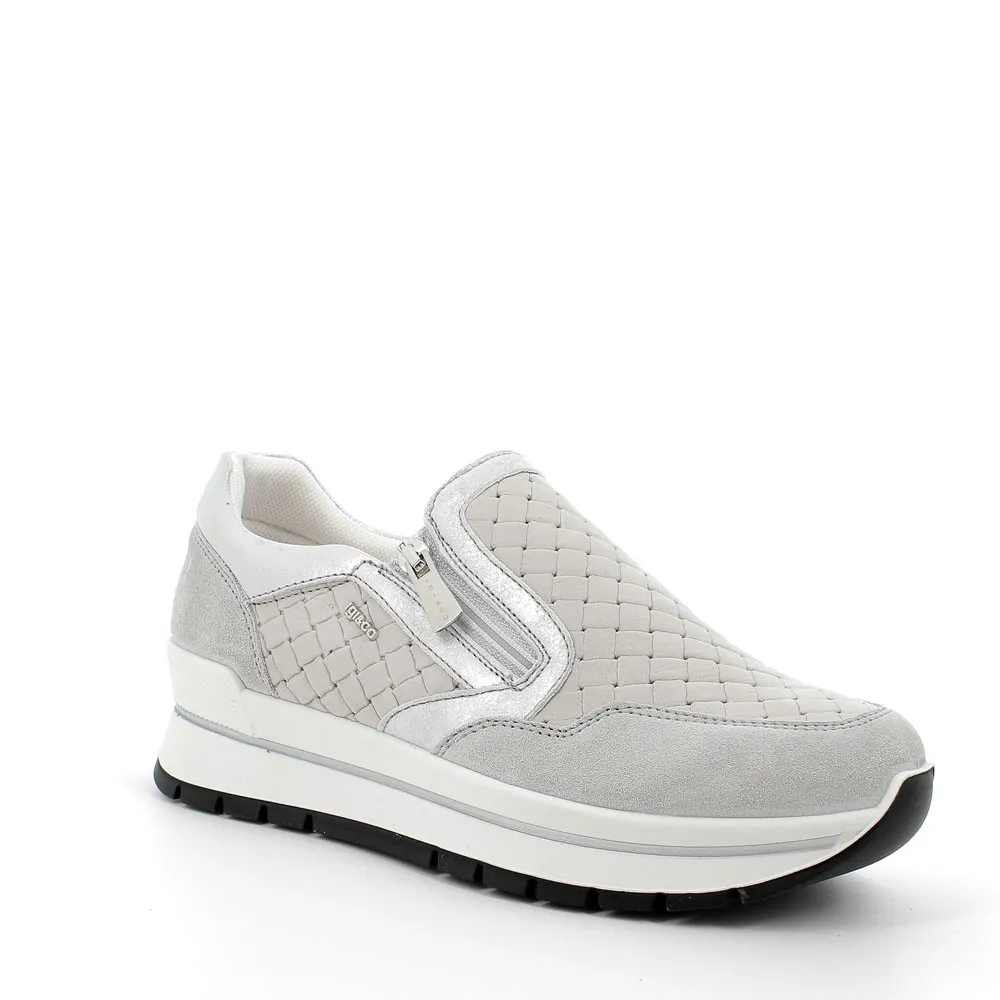 Slip on in pelle da donna perla-grigio chiaro