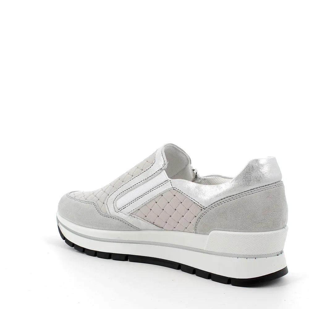 Slip on in pelle da donna perla-grigio chiaro
