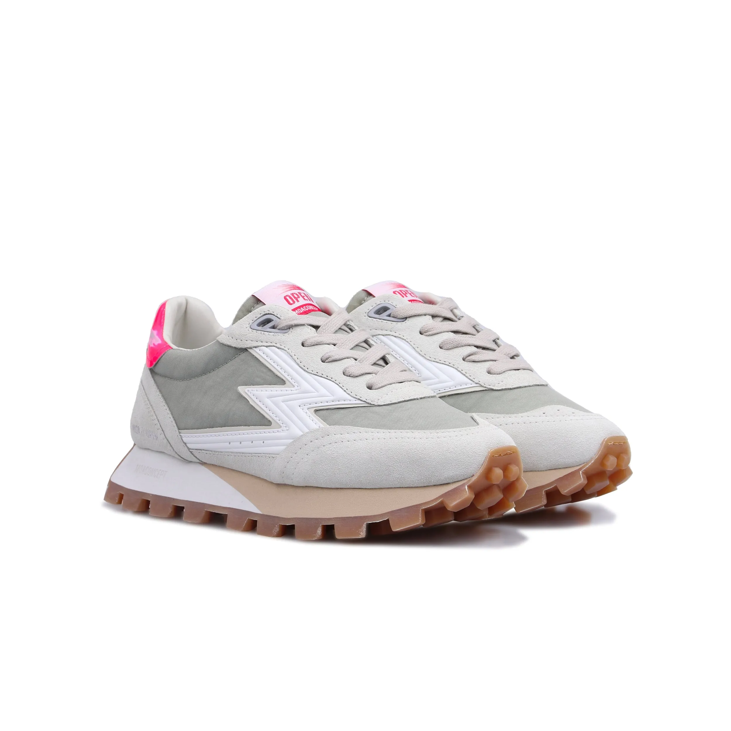 Sneaker Open Grigio e Fucsia