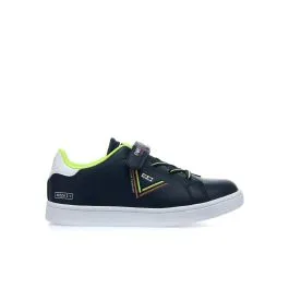 Sneakers blu da bambino con cuciture colorate
