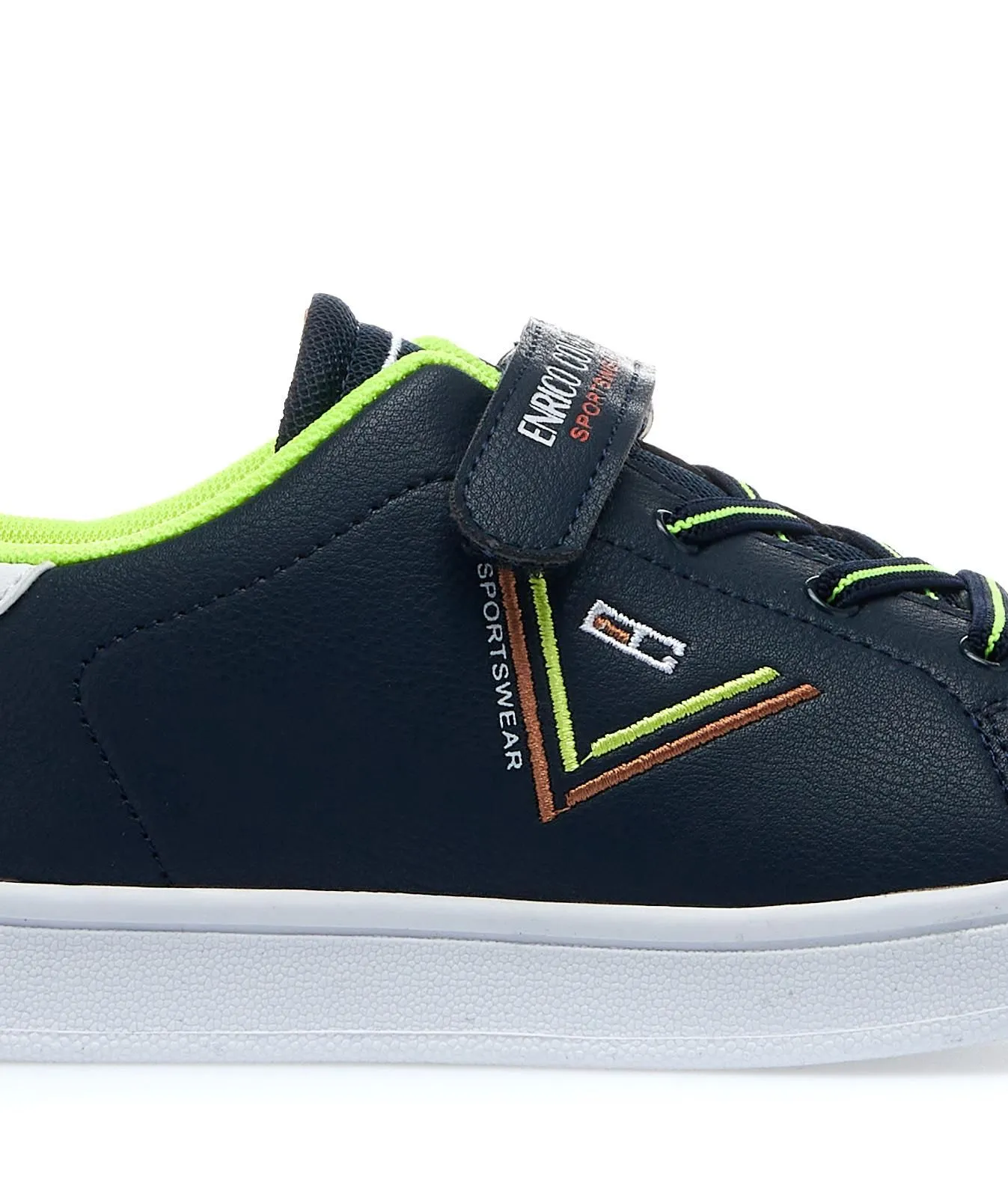 Sneakers blu da bambino con cuciture colorate