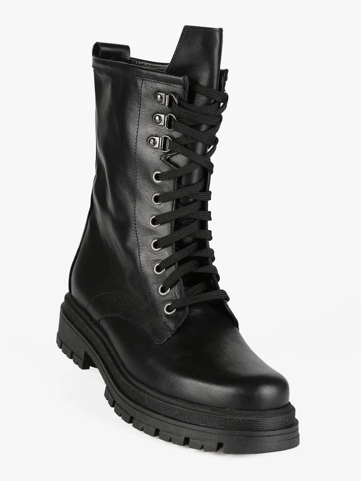 Solada Leather Lace-Up Combat Boots