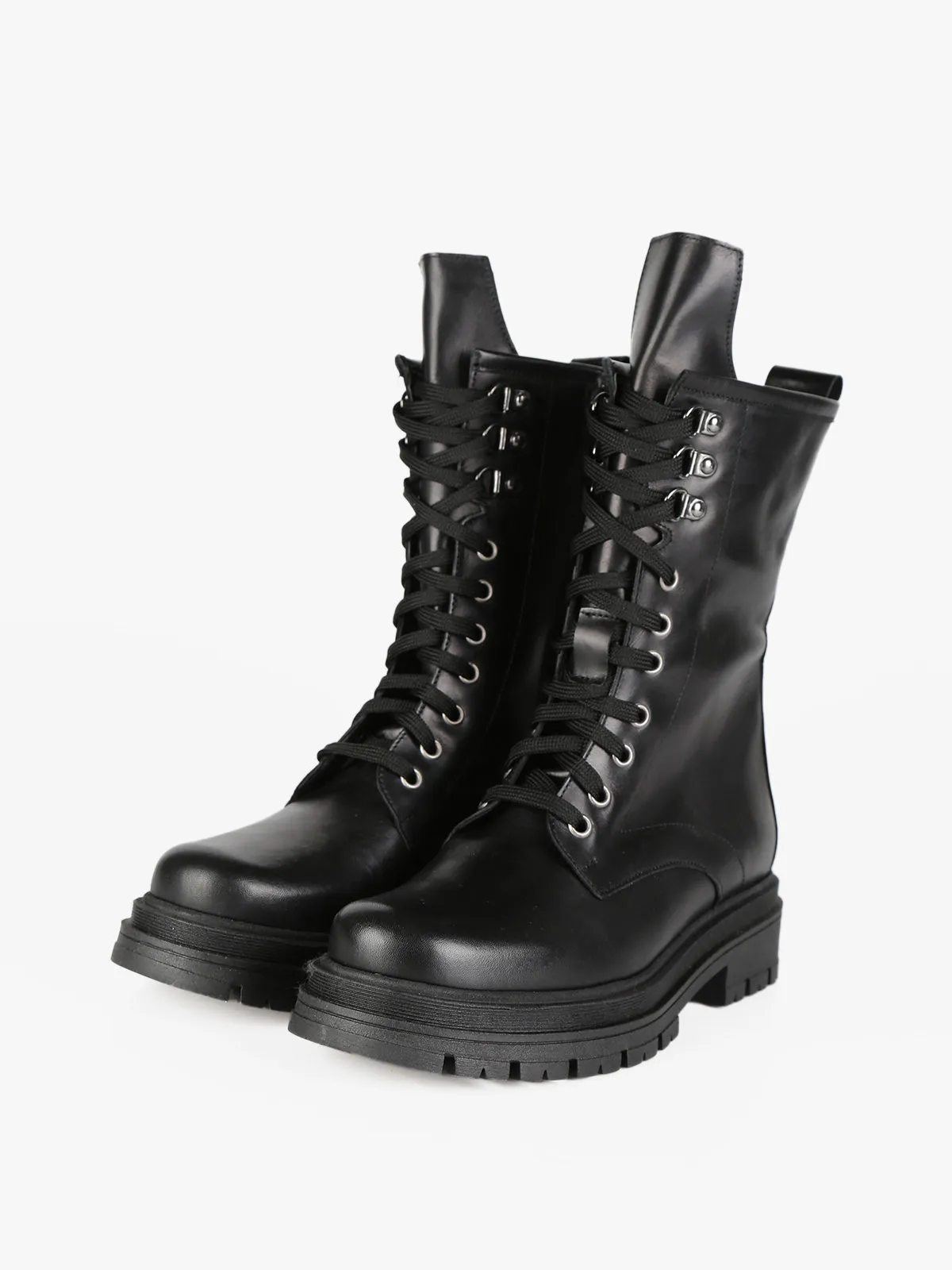 Solada Leather Lace-Up Combat Boots