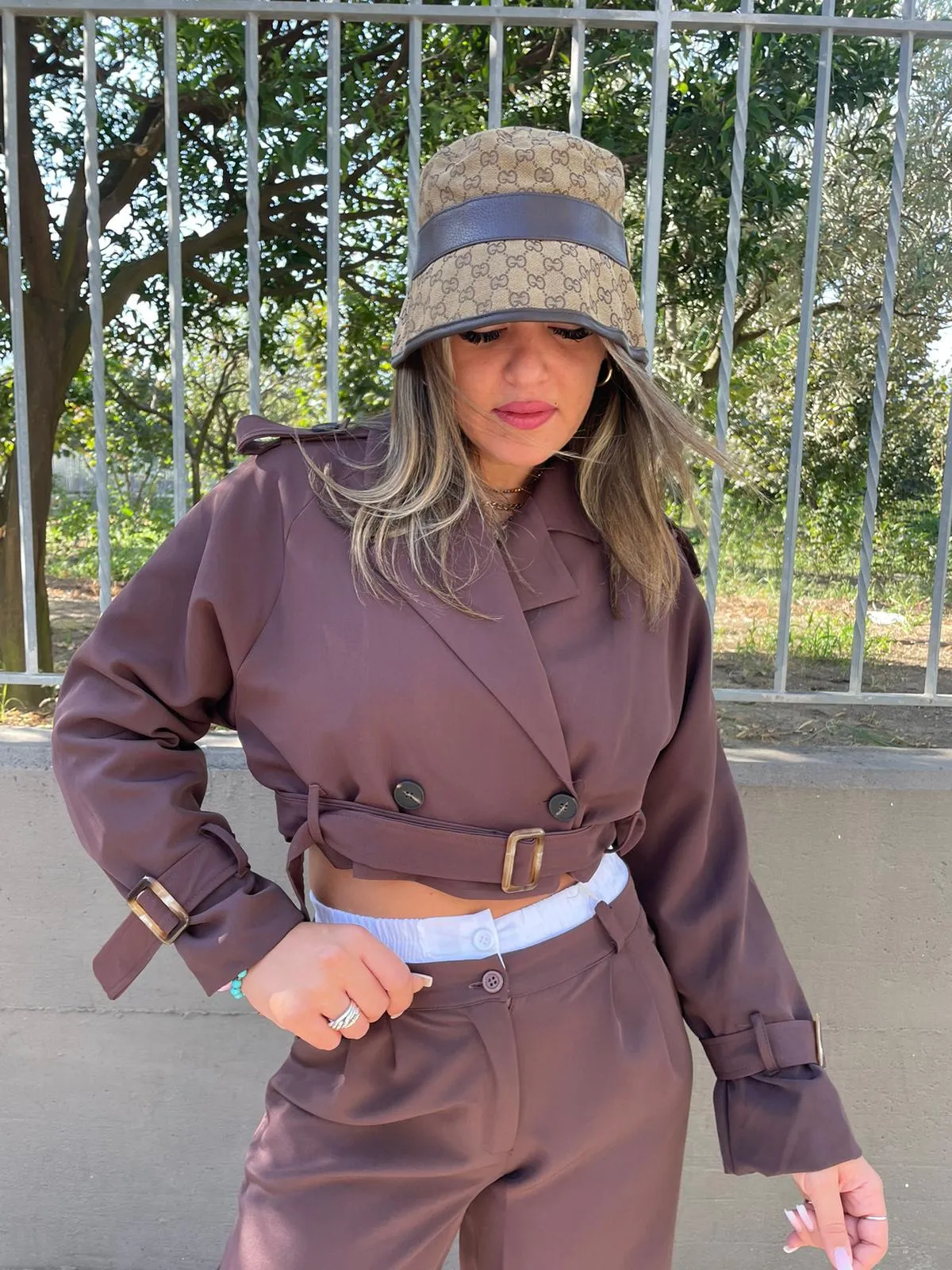 Solid color trench coat