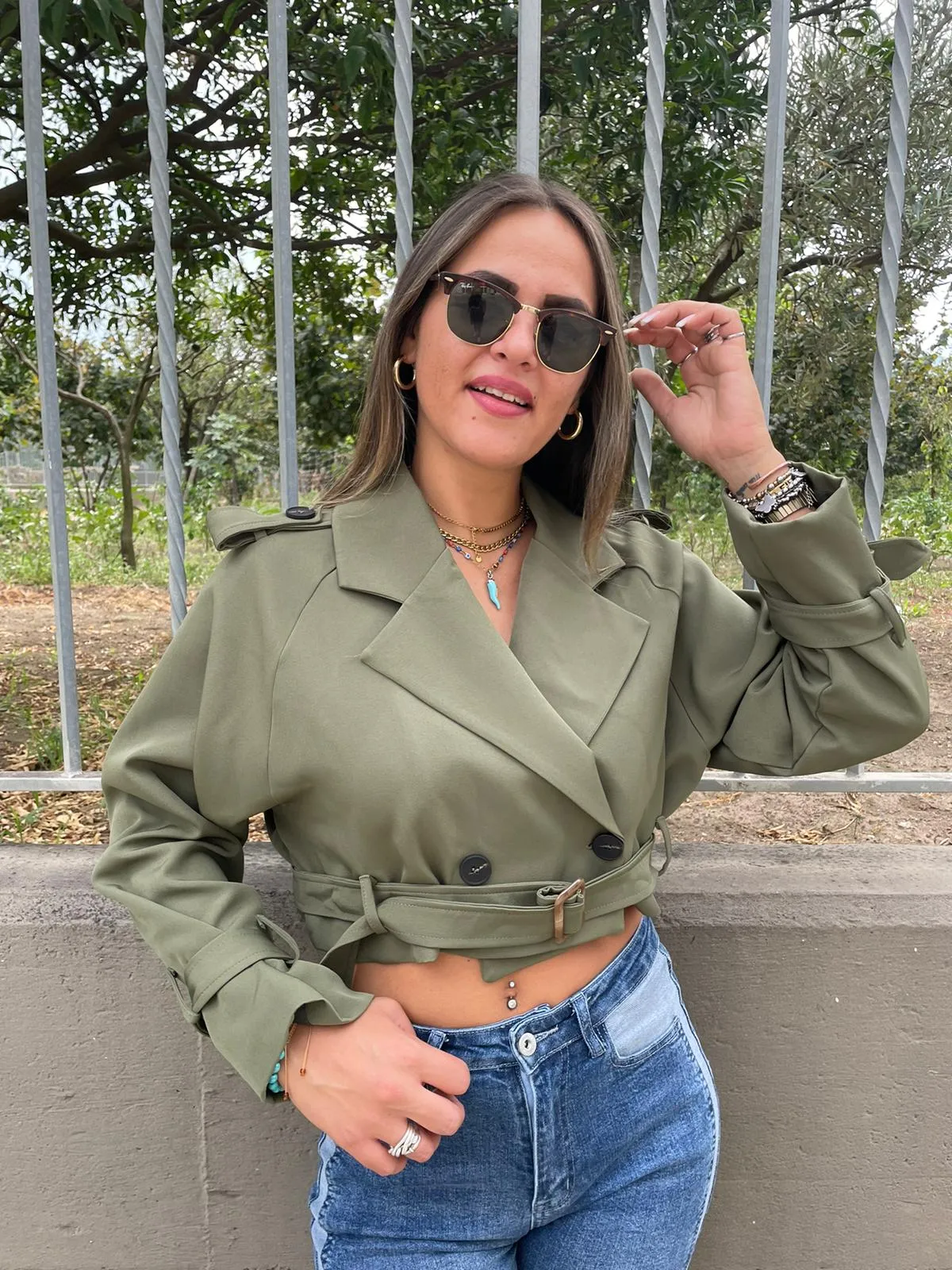 Solid color trench coat